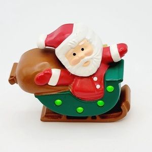 HALLMARK Rare Vintage Light-Up Santa Claus & Sleigh Holiday Christmas Brooch Pin
